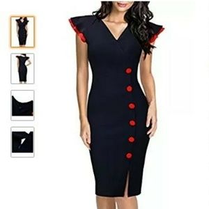 Muisol Navy Style Coctail Pencil Dress